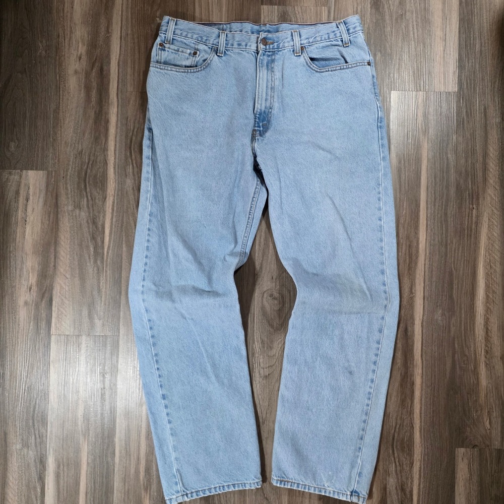 Levi Strauss Signature Mens Regular Fit Light Wash Blue Jeans 38x32 100% Cotton